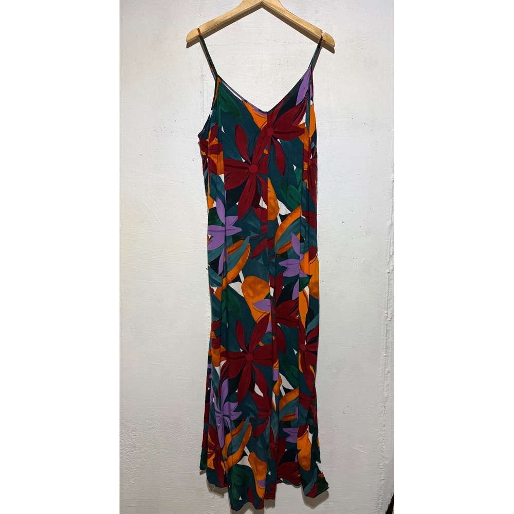 Eloquii Elements Womens 20 Floral Graphic Print Wide Leg Jumpsuit Multicolor